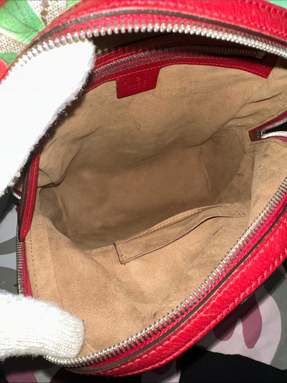 Gucci GG Canvas Backpack with Red Trim and Multicolor Floral Print - Picture 12 of 15